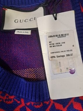 Gucci Ink Multicolor Crewneck Sweater in Blue and Red